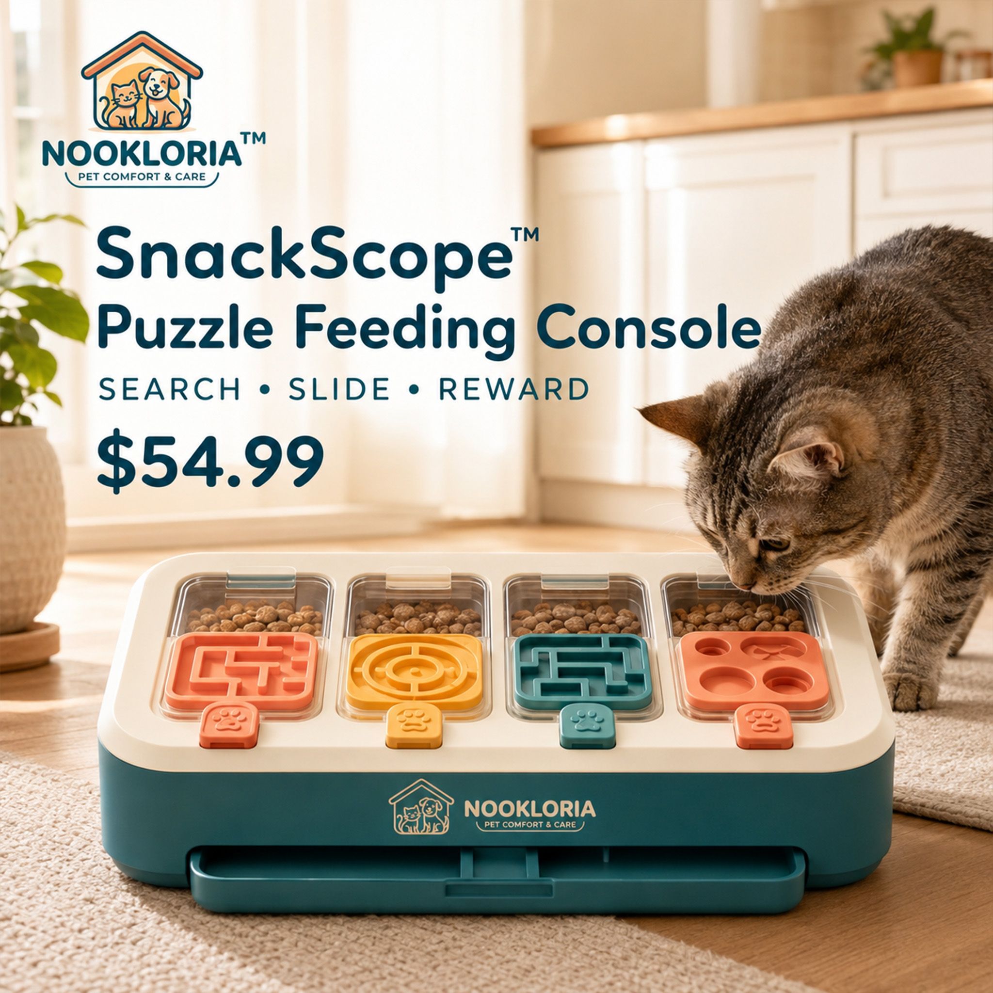 Nookloria™SnackScope™ Puzzle Feeding Console