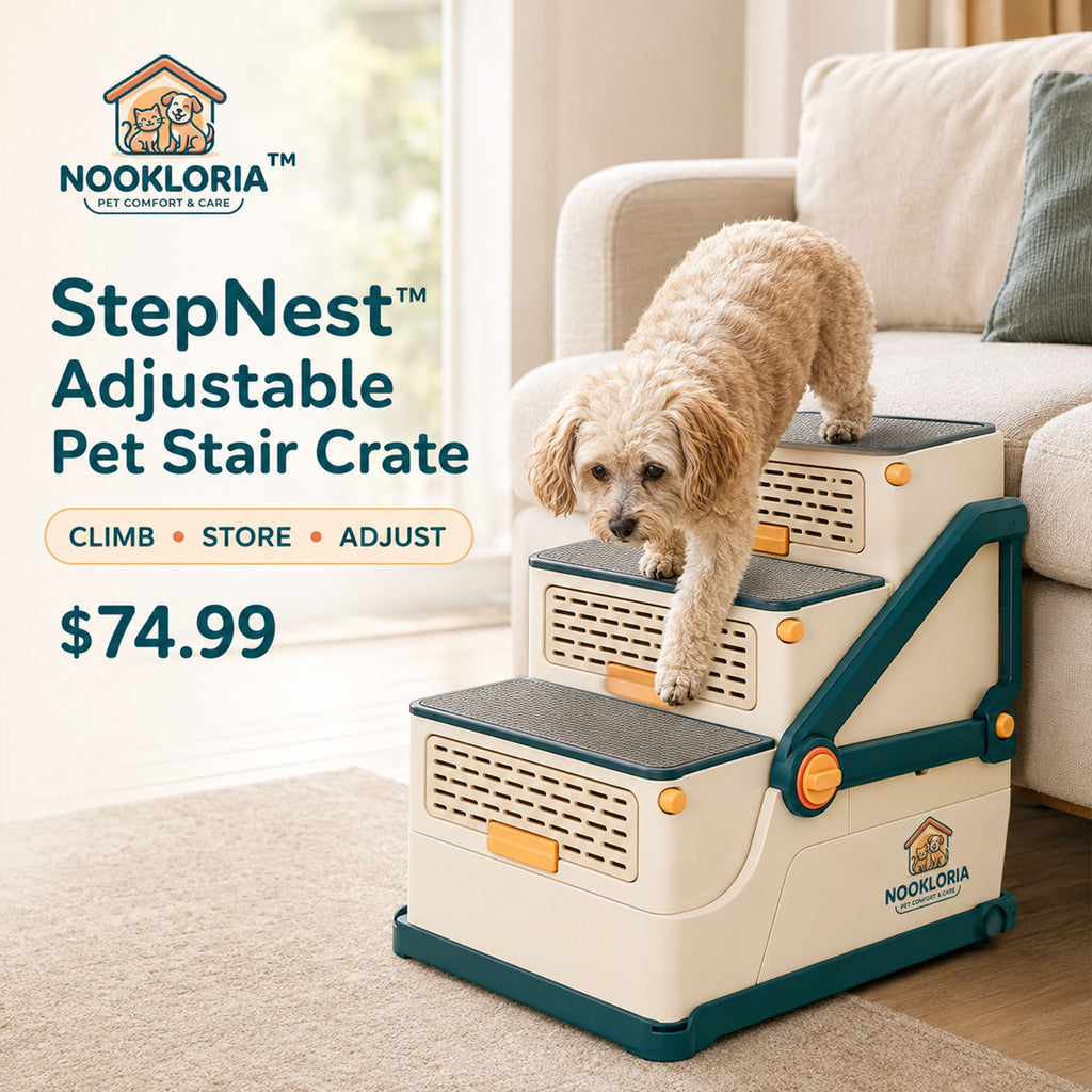 Nookloria™StepNest™ Adjustable Pet Stair Crate